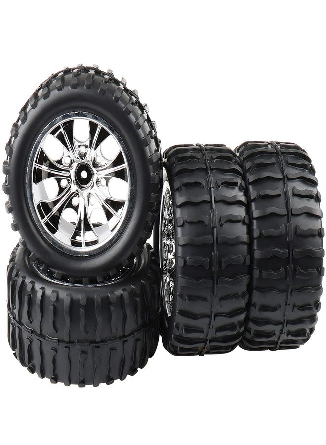 Rowiz RC Tires & Wheels Set (4PCS) - 1/10 Scale Monster Truck Tires 12mm Hex for Traxxas Stampede, Arrma, Redcat, White 7-Spoke Rims with Foam Inserts - Image 1